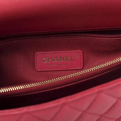 Chanel Caviar Quilted Small Coco Handle Flap Dark Pink 6 of 12