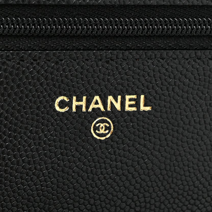 Chanel Shiny Caviar Quilted Strass CC Wallet On Chain WOC Black 8 of 13