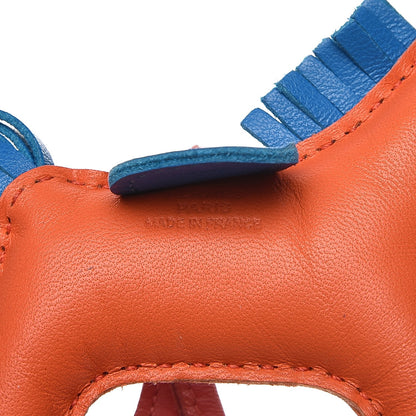 Hermes Milo Lambskin Grigri Rodeo Horse Bag Charm PM Orange Poppy Bleu Zanzibar Rose Azalee 3 of 4