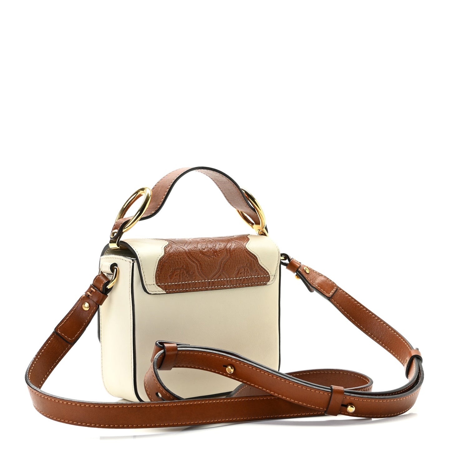 Smooth Calfskin Patchwork Mini C Bag Natural White