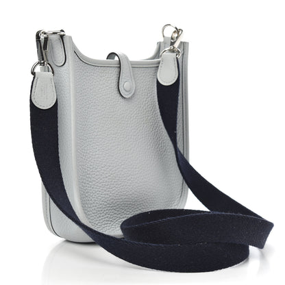 Hermes Taurillon Clemence Amazone Evelyne TPM Bleu Pale Indigo 3 of 10