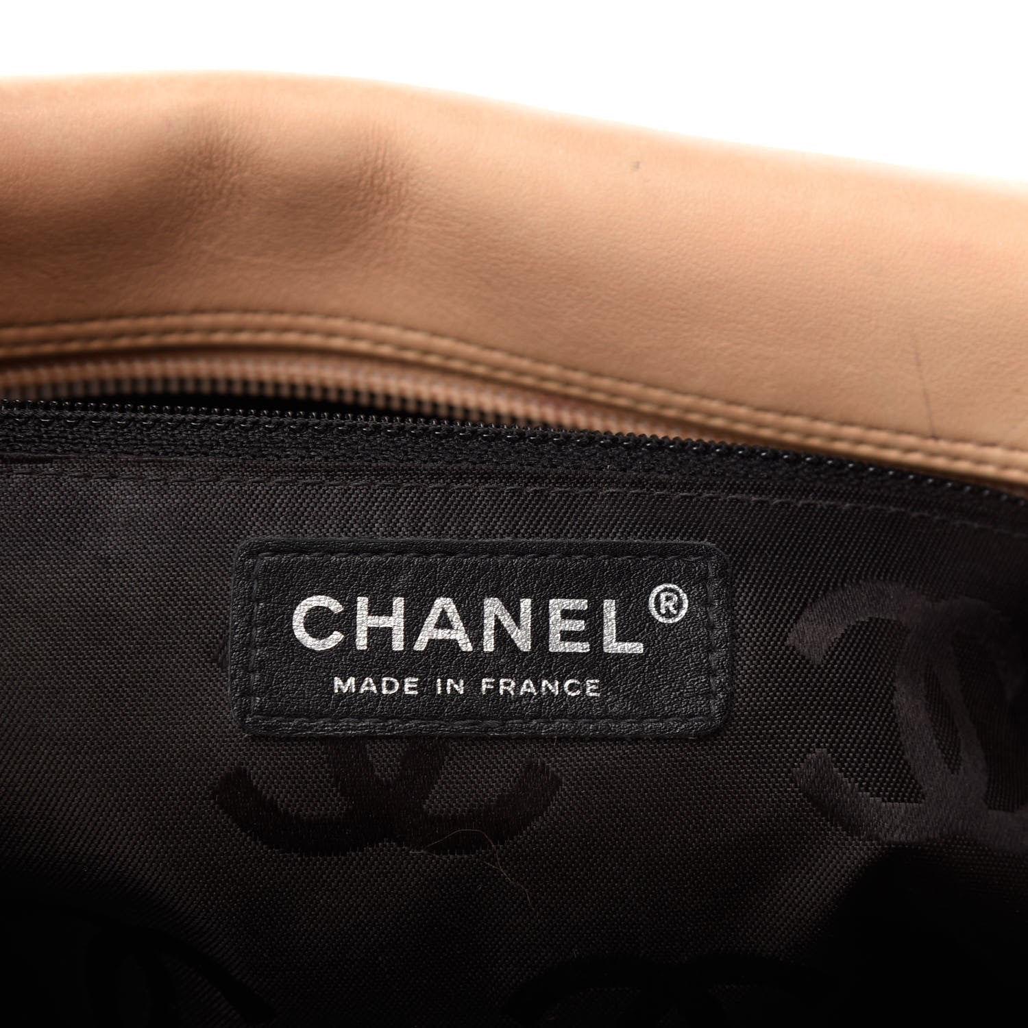Chanel Calfskin Quilted Large Cambon Bowler Beige Black 6 of 12