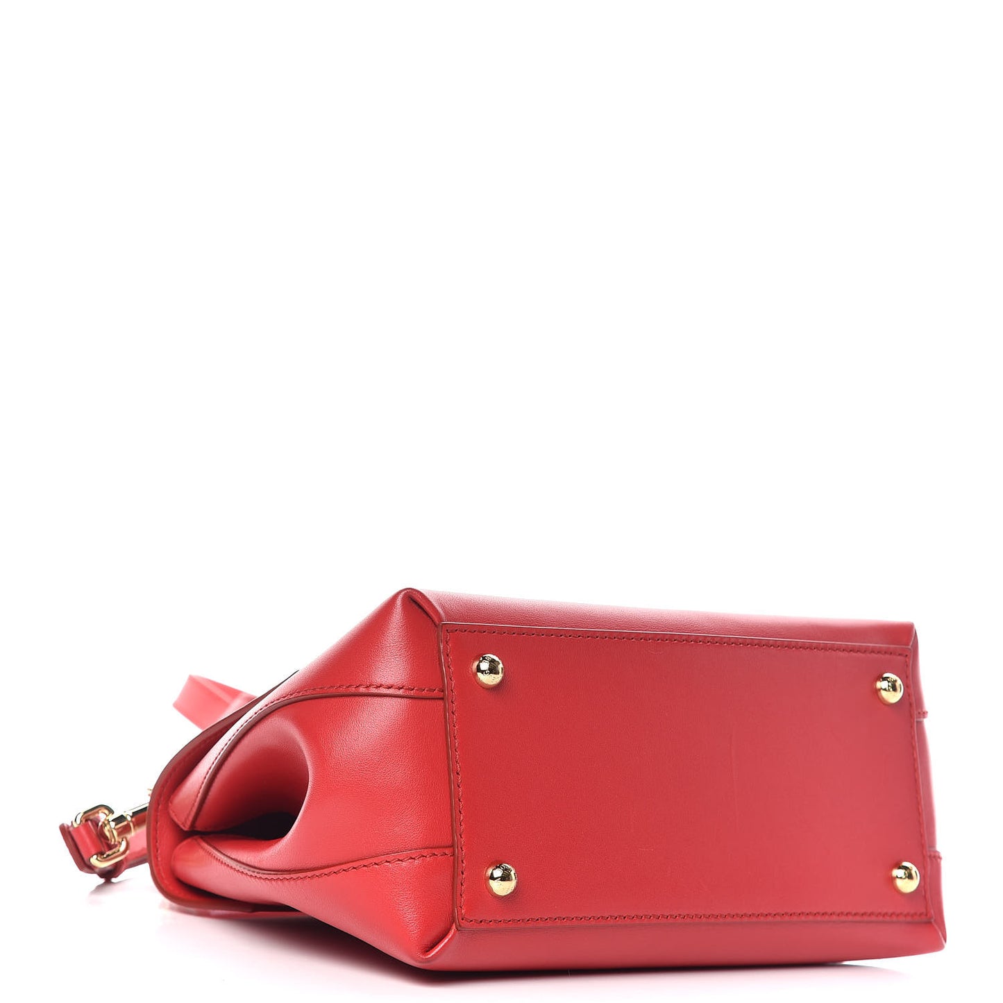 Calfskin Embellished Small Lucia Top Handle Bag Rosso