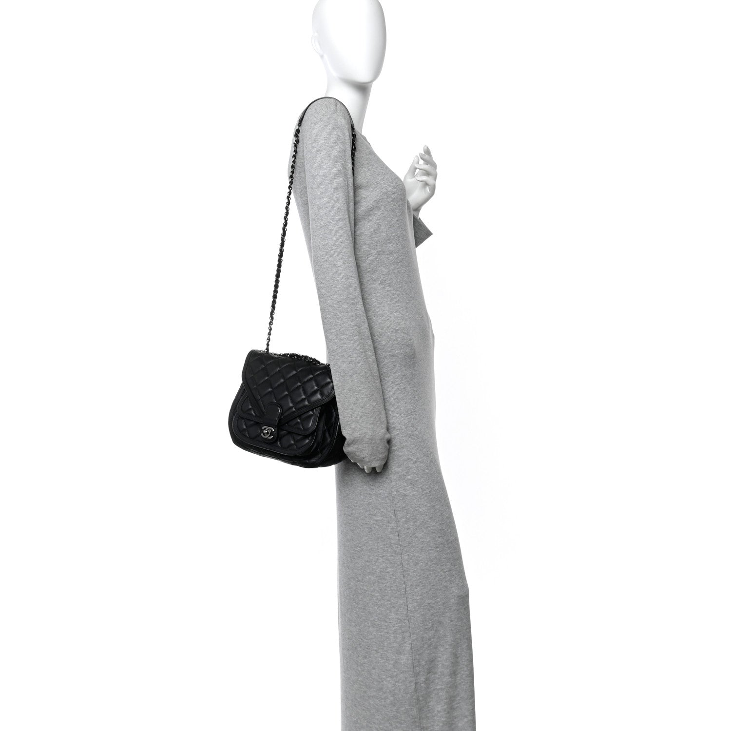 Chanel Lambskin Quilted Saddle Bag Black 2 of 10