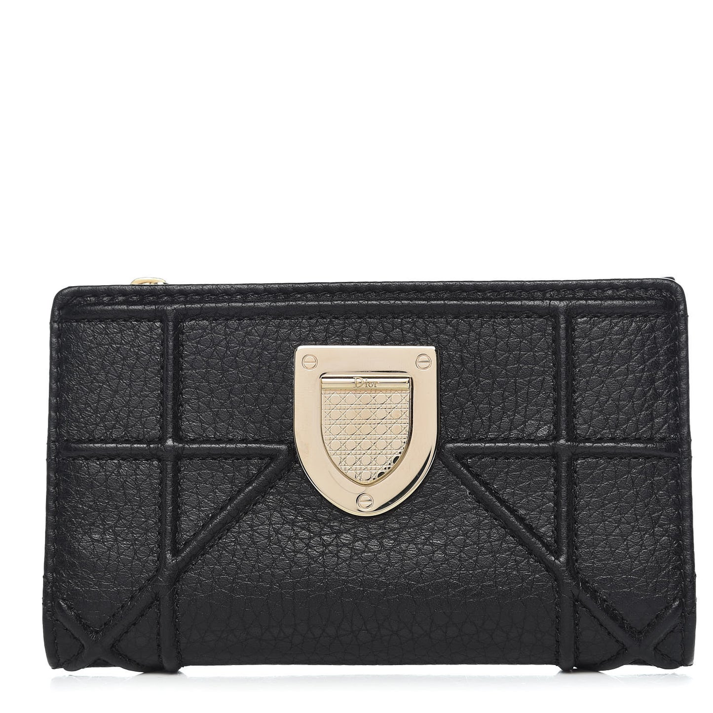 Grained Calfskin Cannage Diorama Wallet Black