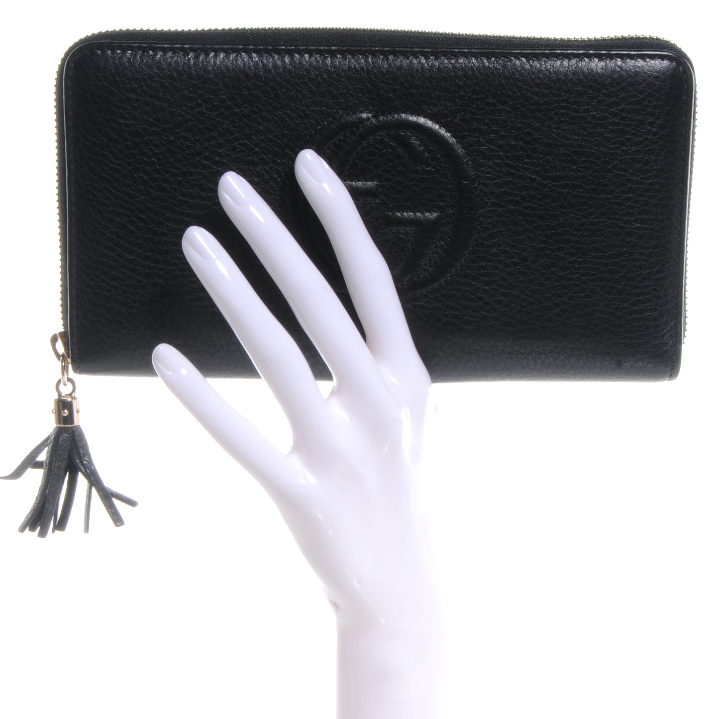 Pebbled Calfskin Soho Zip Around Wallet Black