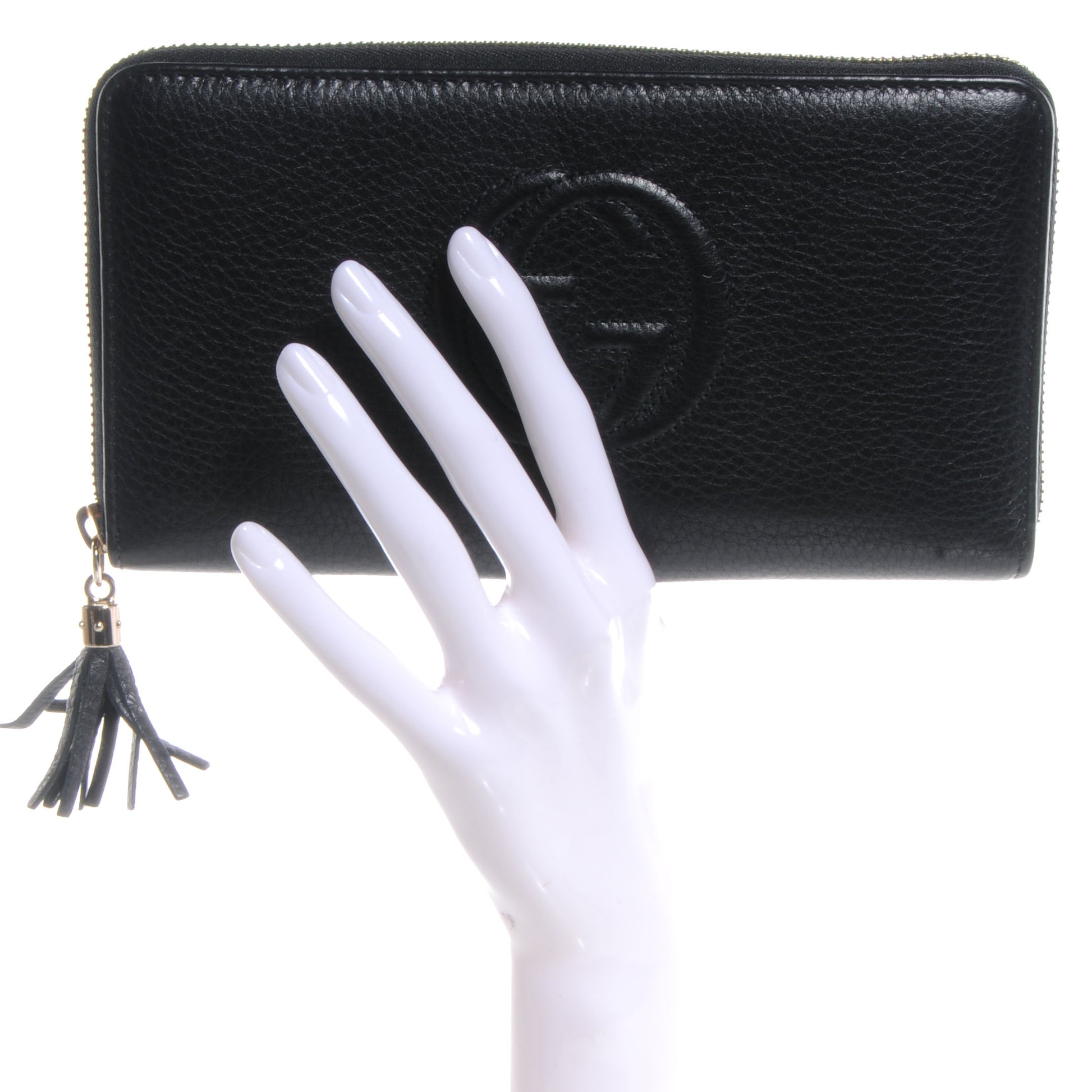Gucci Pebbled Calfskin Soho Zip Around Wallet Black 2 of 8