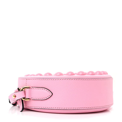 Versace Grained Calfskin Studded Mini La Medusa Round Crossbody Bag Pink 4 of 10