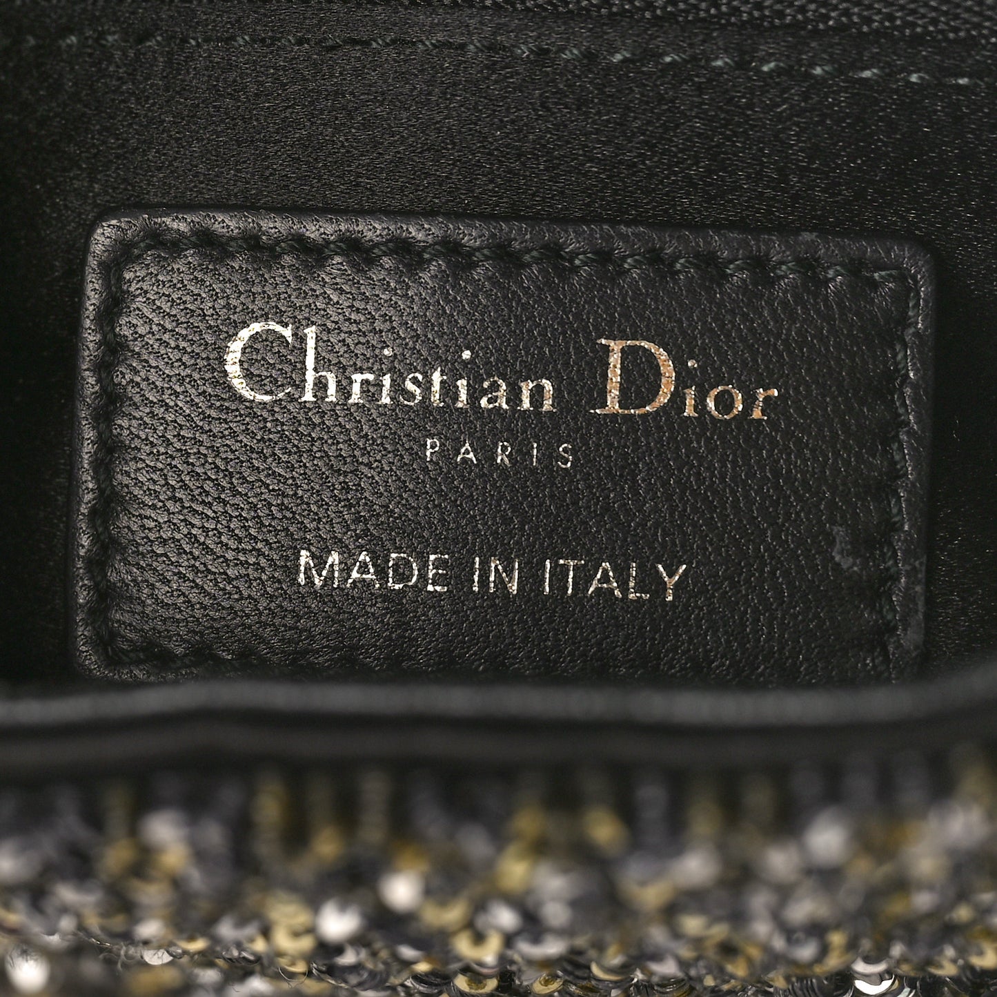 Satin Lambskin Sequin Embroidered Mini Lady Dior Black Multicolor