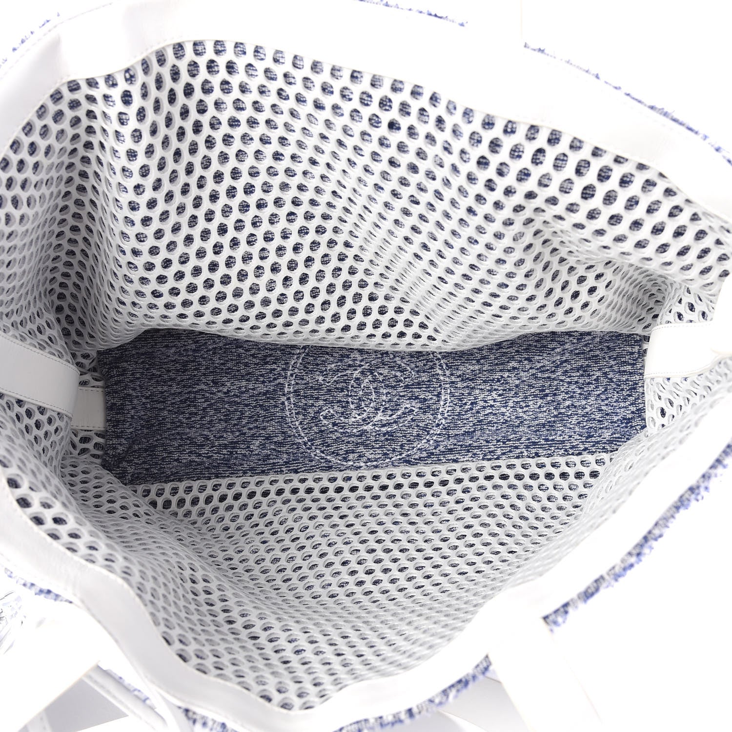 Chanel Terry Cotton Fizzy Tote Navy White 4 of 13