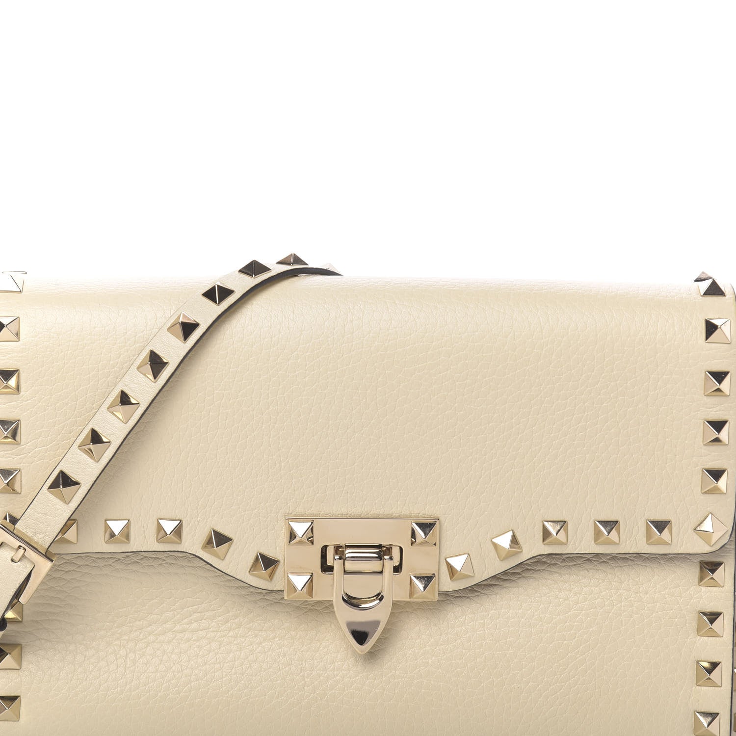 Valentino Garavani Pebbled Calfskin Medium Rockstud Flip Lock Crossbody Bag Light Ivory 10 of 10