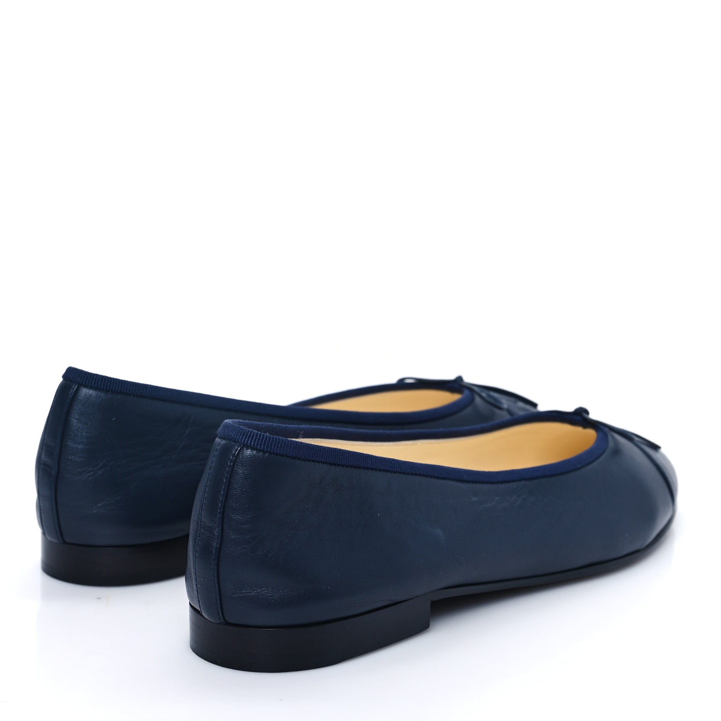 Lambskin CC Cap Toe Ballerina Flats 41 Navy