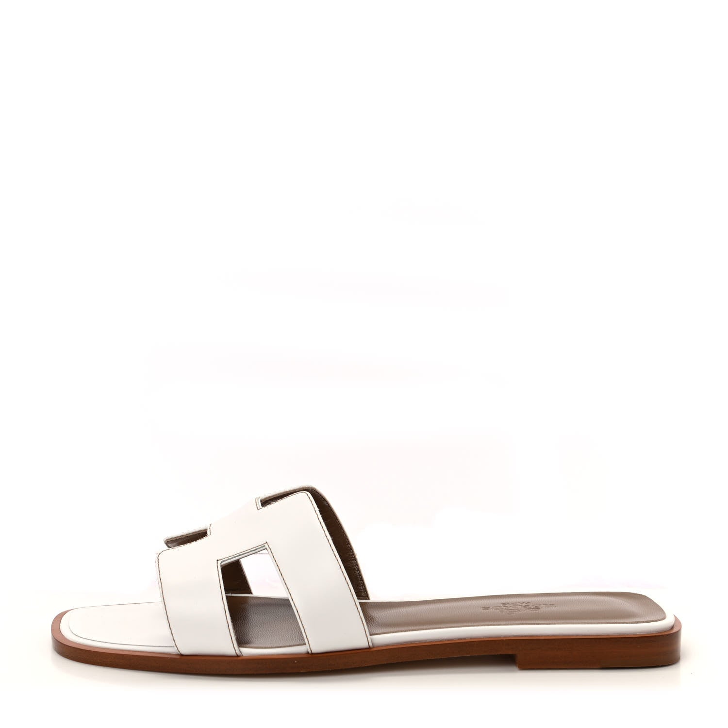 Hermes Box Calfskin Oran Sandals 38 White 1 of 11