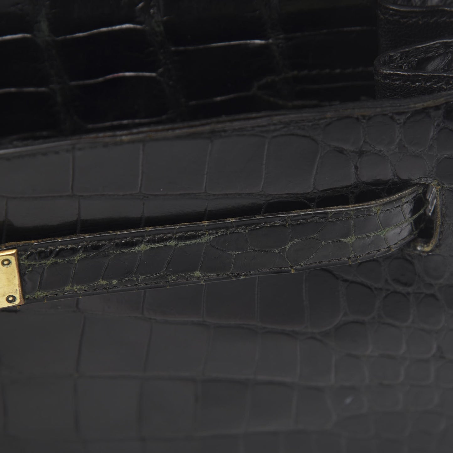 Shiny Porosus Crocodile Kelly Sellier 32 Black