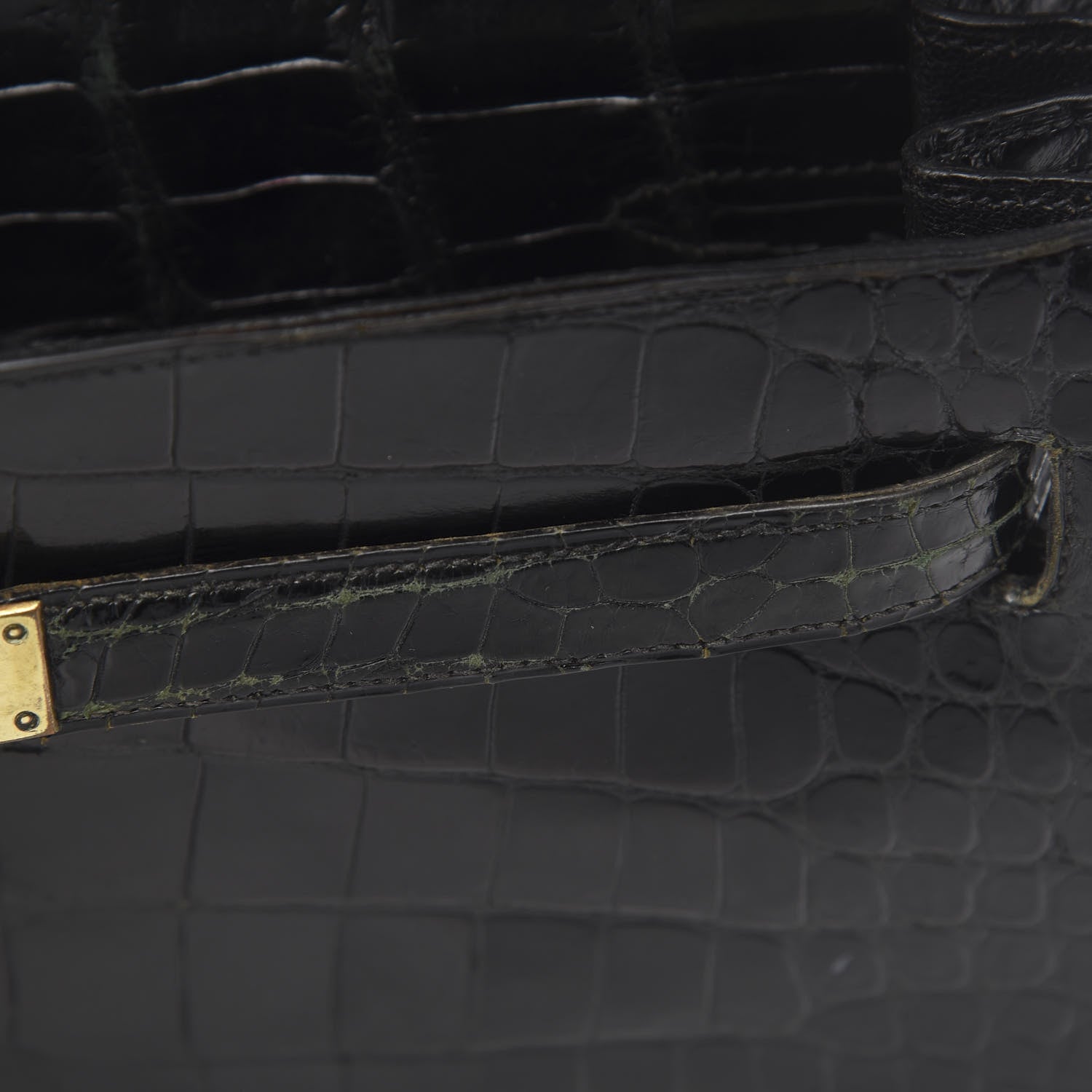 Hermes Shiny Porosus Crocodile Kelly Sellier 32 Black 44 of 50