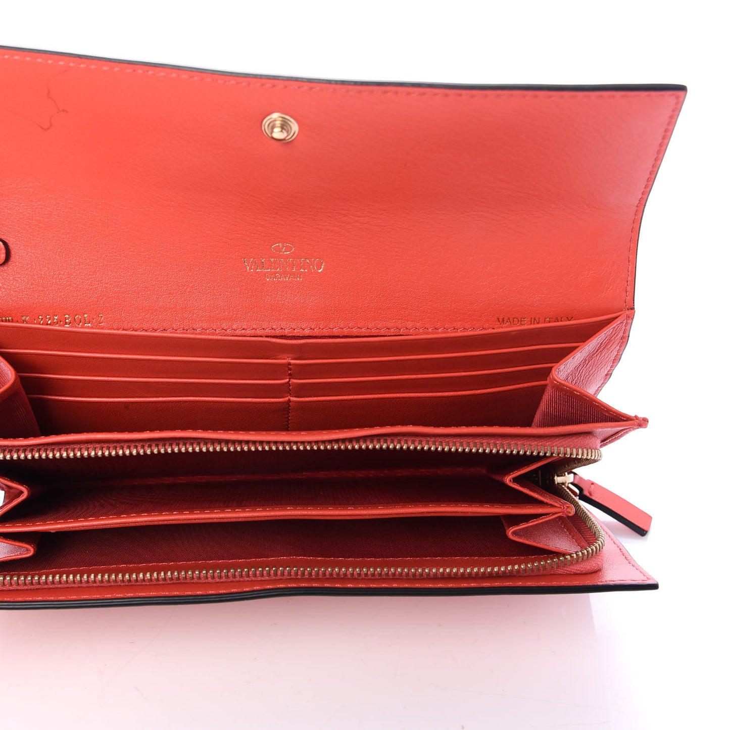 Calfskin Rockstud Wristlet Travel Wallet Deep Coral