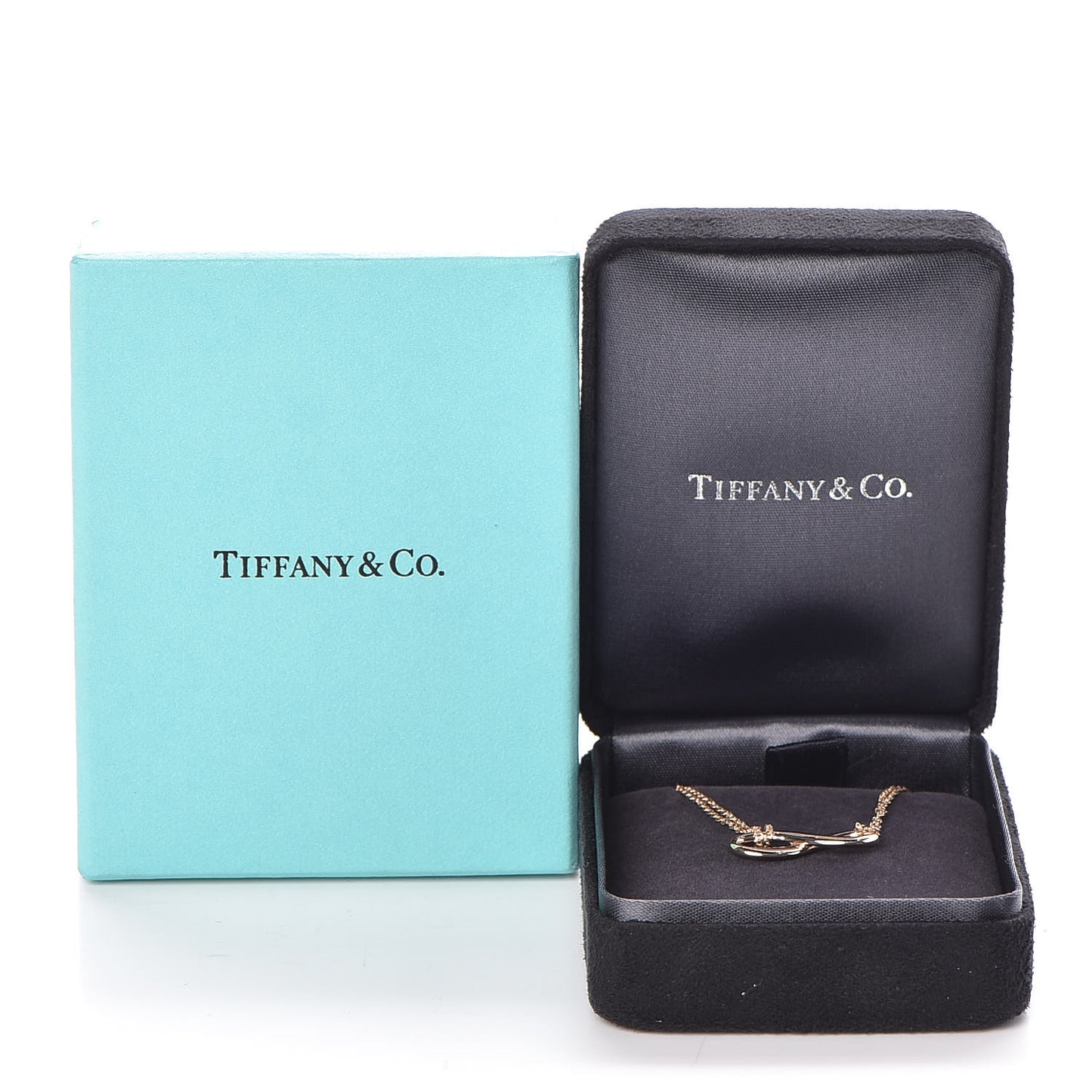18K Rose Gold Infinity Double Chain Pendant Necklace
