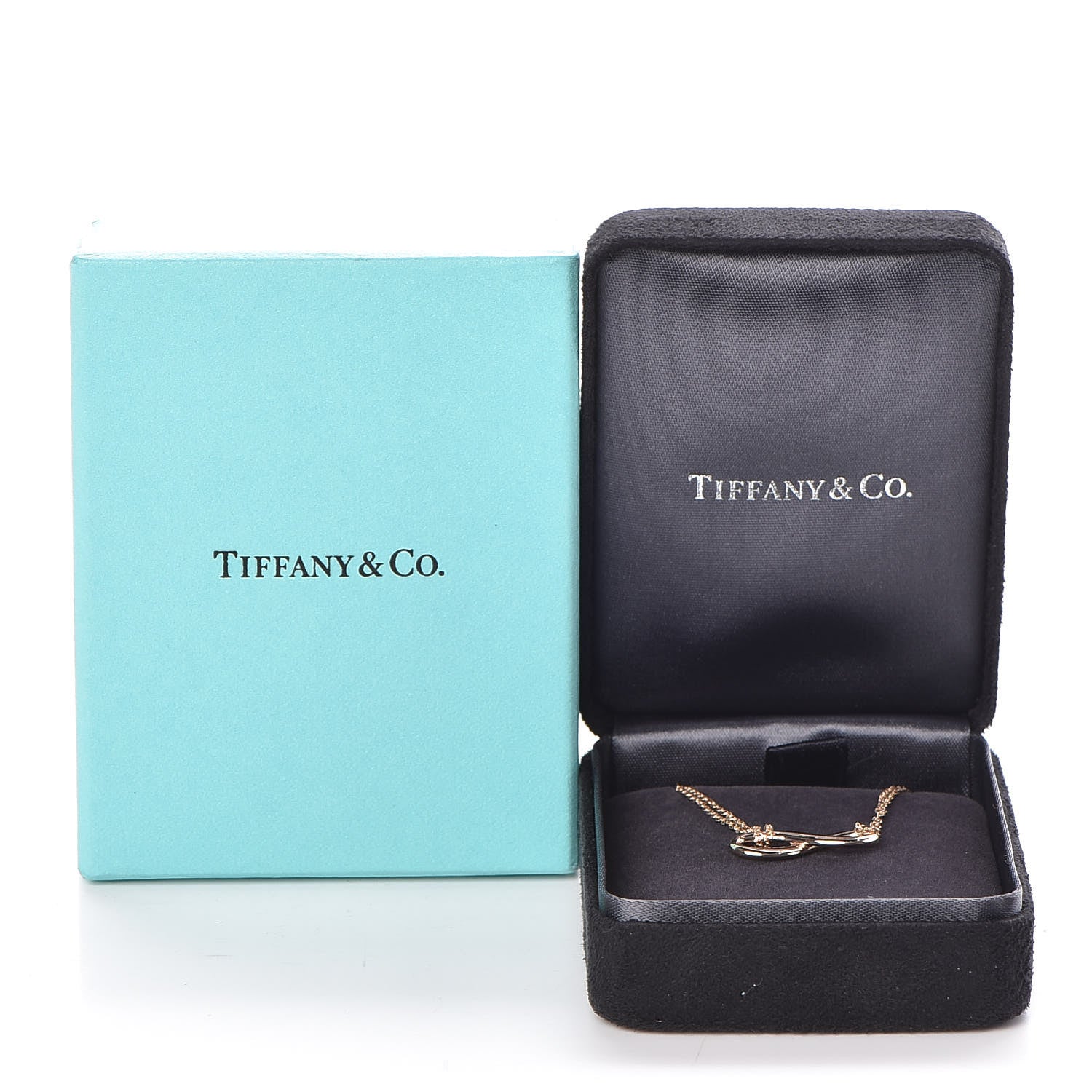 Tiffany 18K Rose Gold Infinity Double Chain Pendant Necklace 7 of 7
