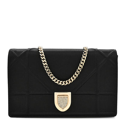 Christian Dior Satin Diorama Wallet on Chain Pouch Black 1 of 10