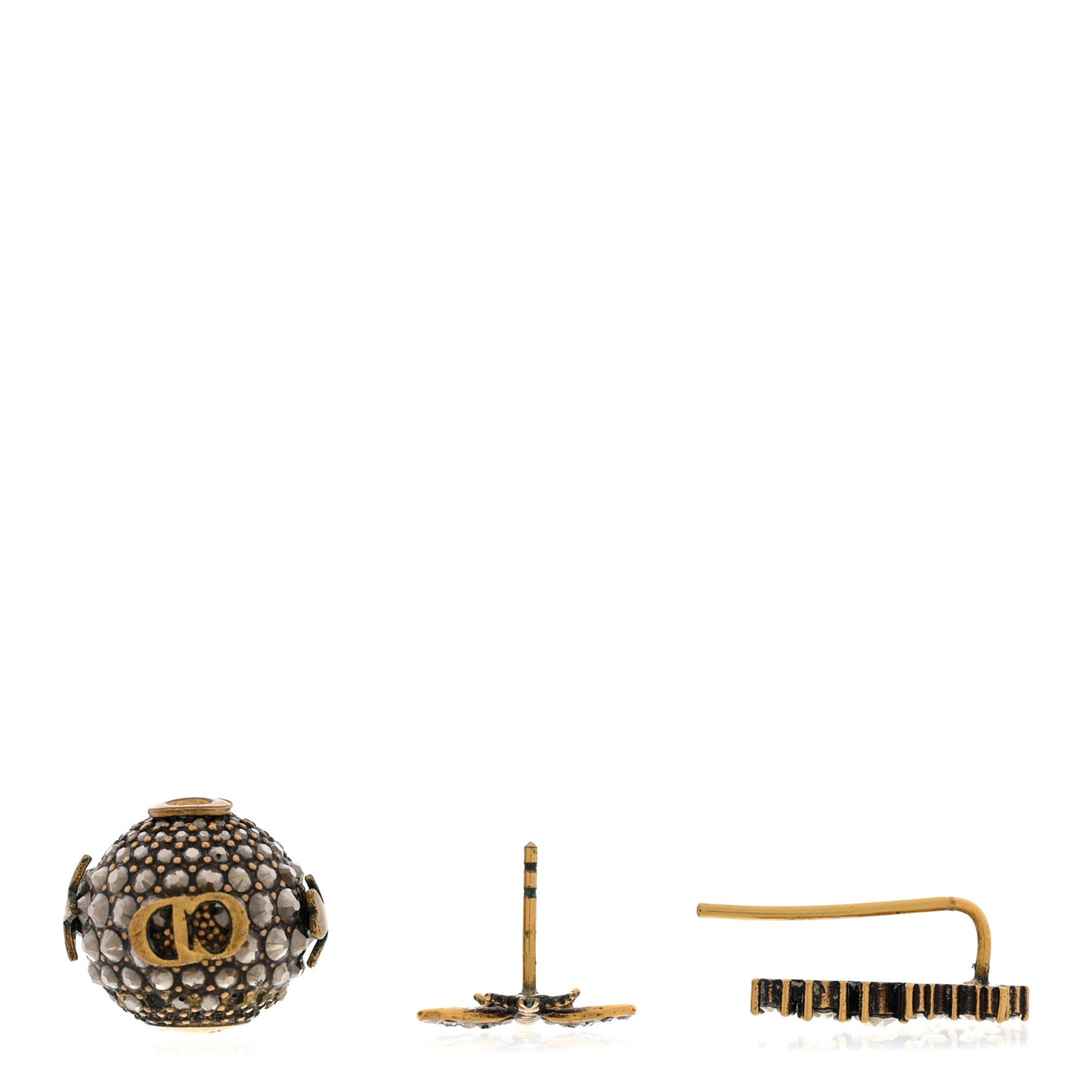 Crystal Bee Star Tribal Earrings Aged Gold