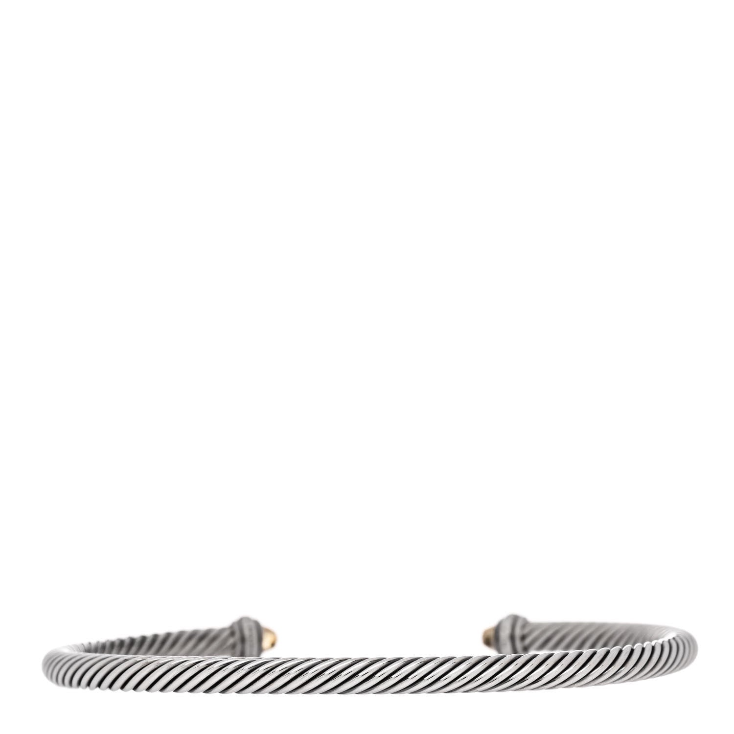 David Yurman Sterling Silver 18K Yellow Gold Citrine 4mm Cable Classics Bracelet 2 of 4