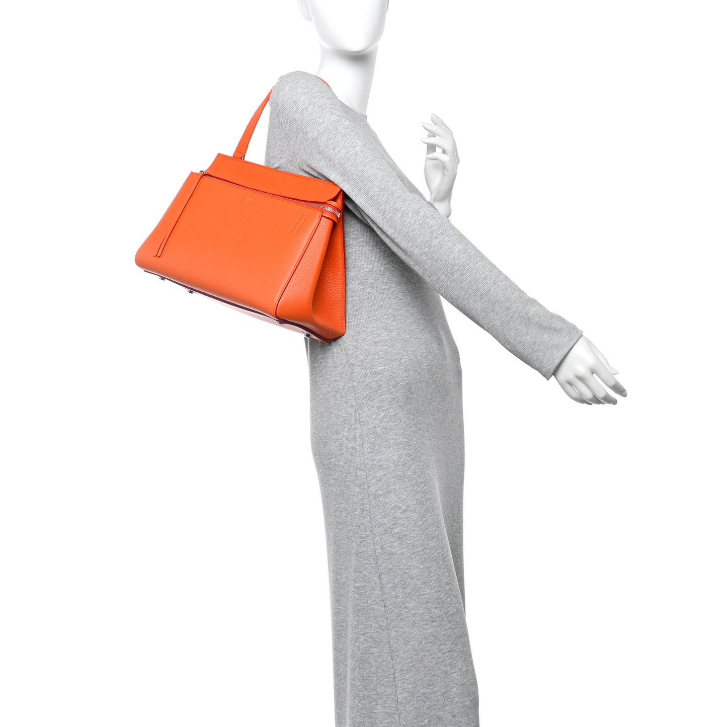 Grained Calfskin Small Edge Shoulder Bag Orange