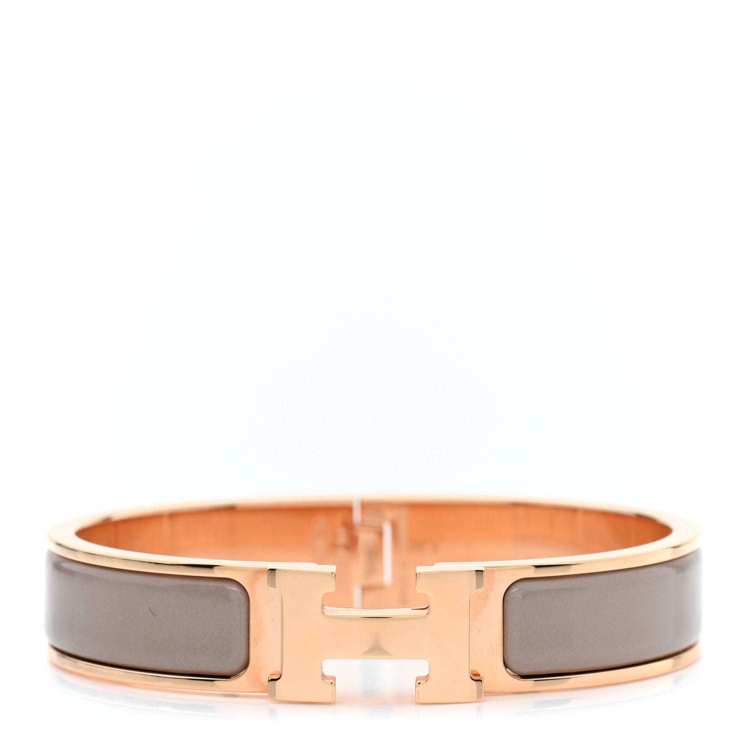 Hermes Enamel Clic Clac H Narrow Bracelet PM Marron Glace 1 of 5