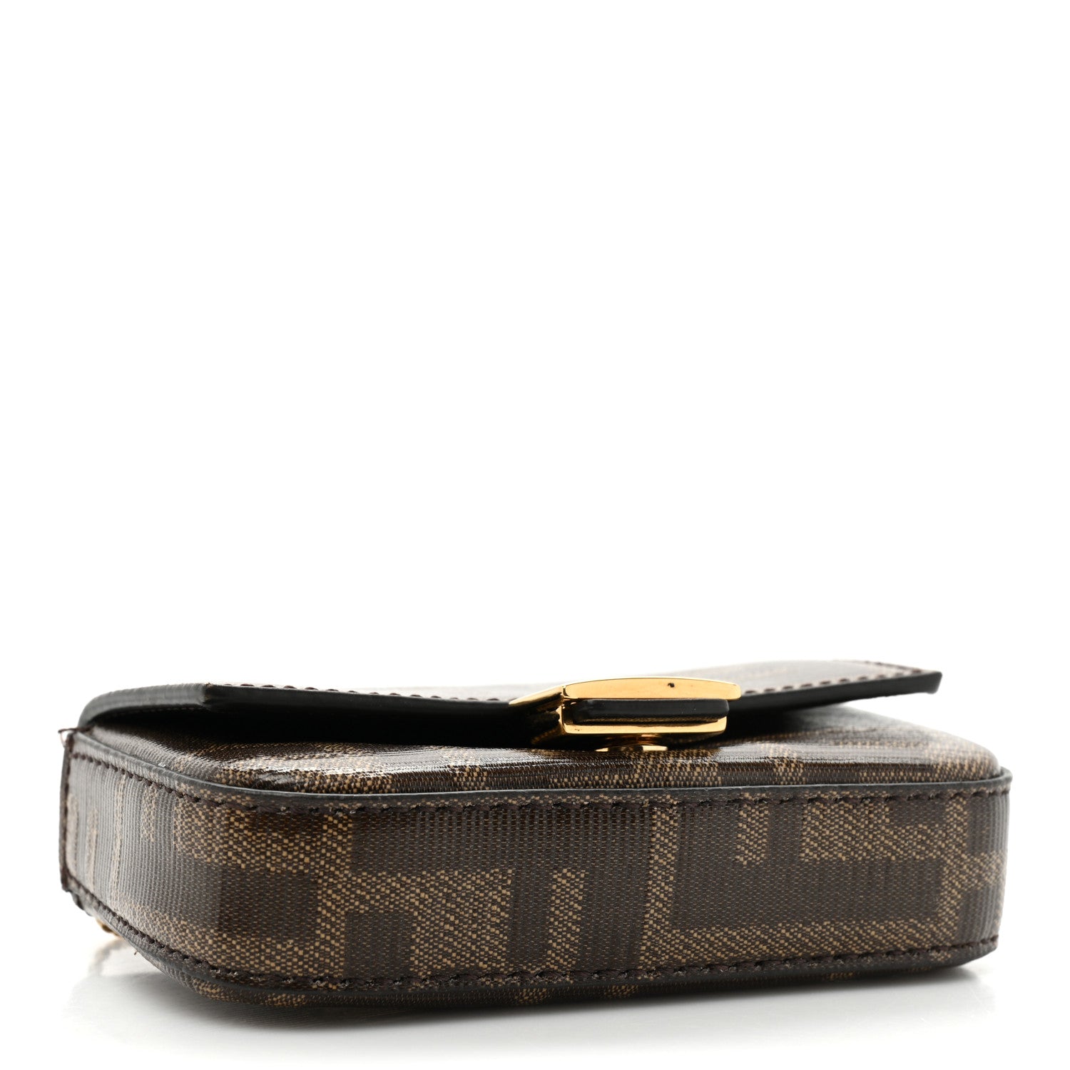 Fendi Glazed Fabric FF 1974 Nano Baguette Charm Mogano Panna 4 of 12