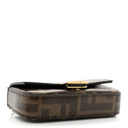 Fendi Glazed Fabric FF 1974 Nano Baguette Charm Mogano Panna 4 of 12