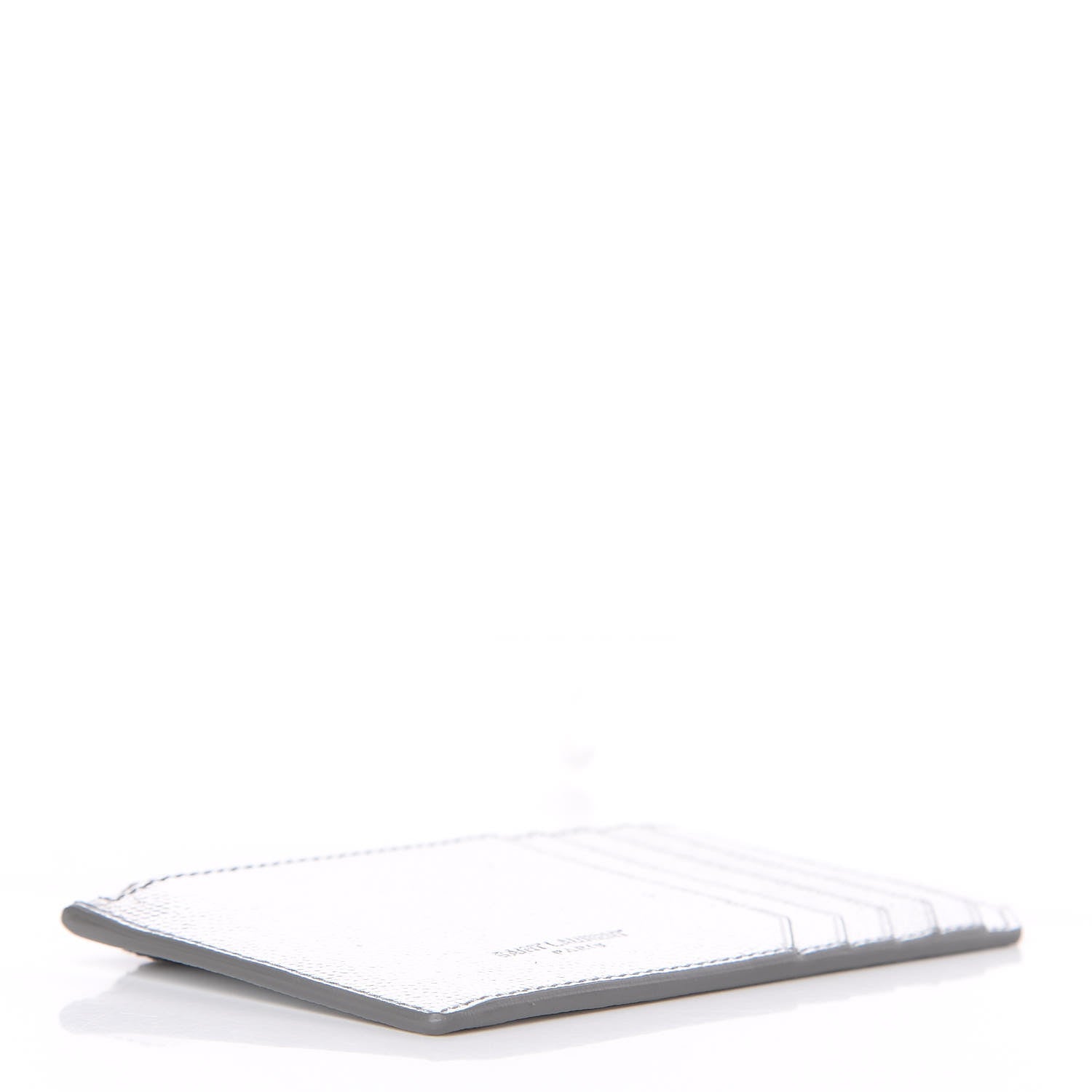Saint Laurent Grained Calfskin 5 Fragments Zip Pouch Card Holder Silver 4 of 8