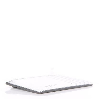 Saint Laurent Grained Calfskin 5 Fragments Zip Pouch Card Holder Silver 4 of 8