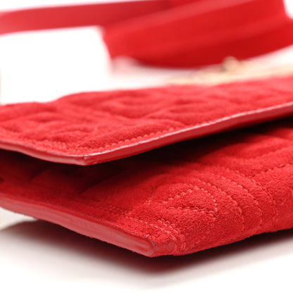 Versace Suede Quilted The Greek Crossbody Clutch Red 17 of 21