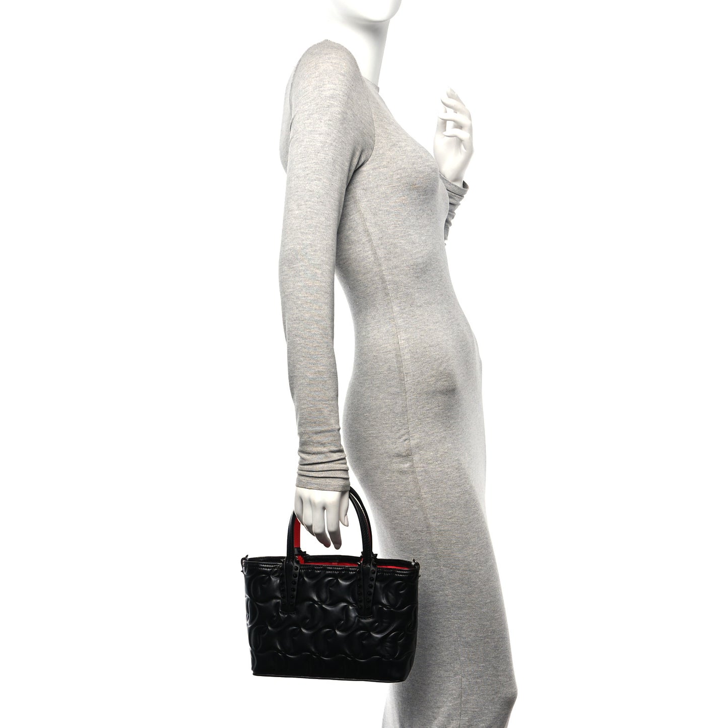 Nappa Embossed Mini East West Cabata Tote Black