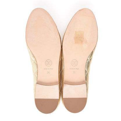 Chanel Metallic Lambskin Quilted Cap Toe Ballerina Flats 36 Gold 9 of 13