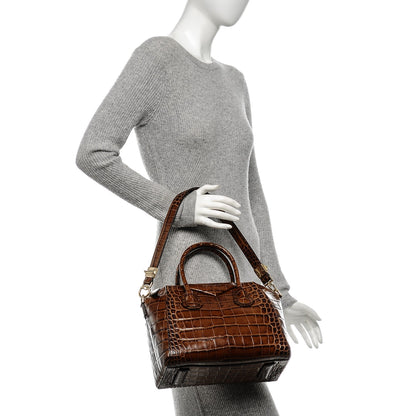 Givenchy Calfskin Crocodile Embossed Small Antigona Brown 2 of 6