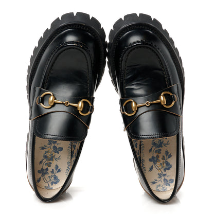Gucci Cordovan Lux Womens Harald Horsebit 25mm Platform Loafers 39.5 Black 2 of 13