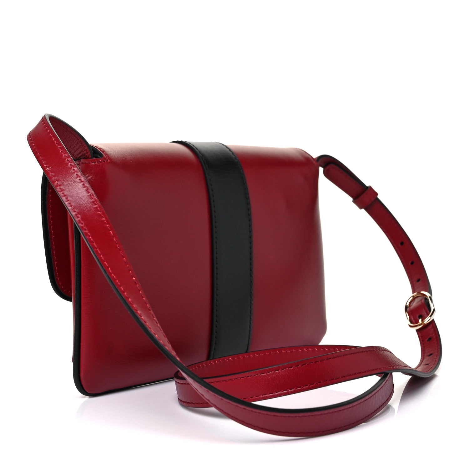 Gucci Vitello Palmellato Lux Bi-Color Small Arli Flap Shoulder Bag New Cherry Red Black 3 of 9