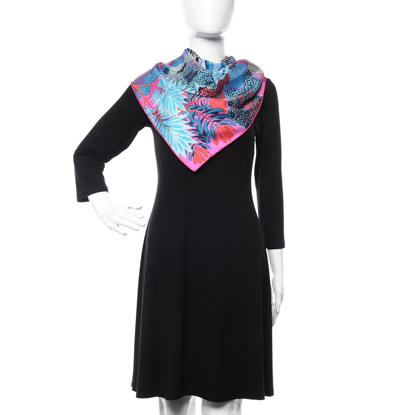 Silk Mountain Zebra Scarf 90 Turquoise Fuchsia Cobalt