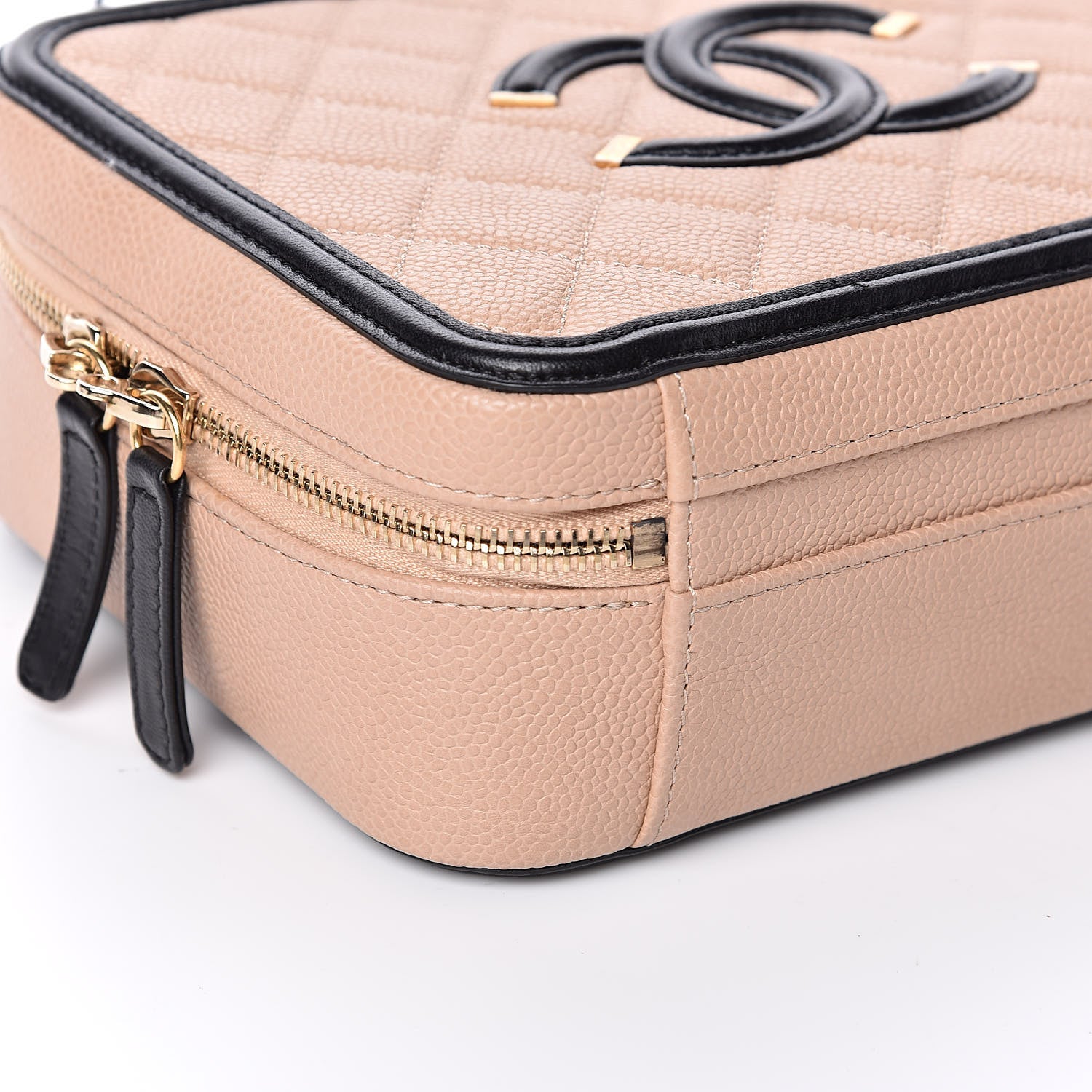 Chanel Caviar Quilted Medium CC Filigree Vanity Case Beige Black 8 of 11