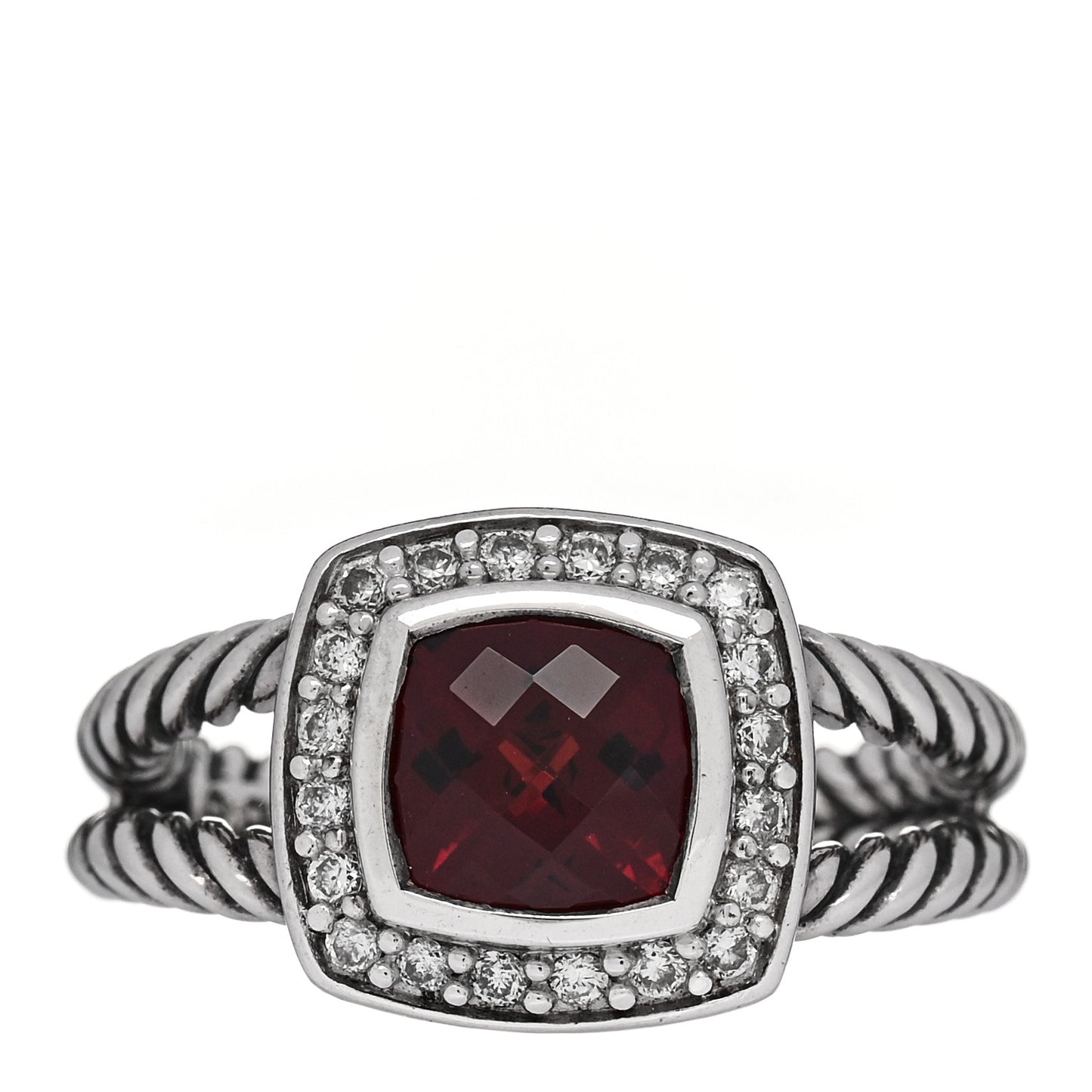 Sterling Silver Diamond Garnet 7mm Petite Albion Ring 53 6.5