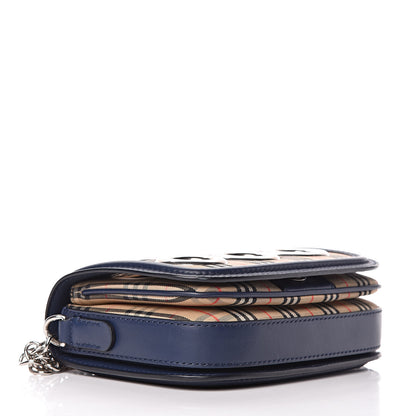Burberry Smooth Calfskin 1983 Knight Check Grommet Chain Shoulder Bag Ink Blue 4 of 9