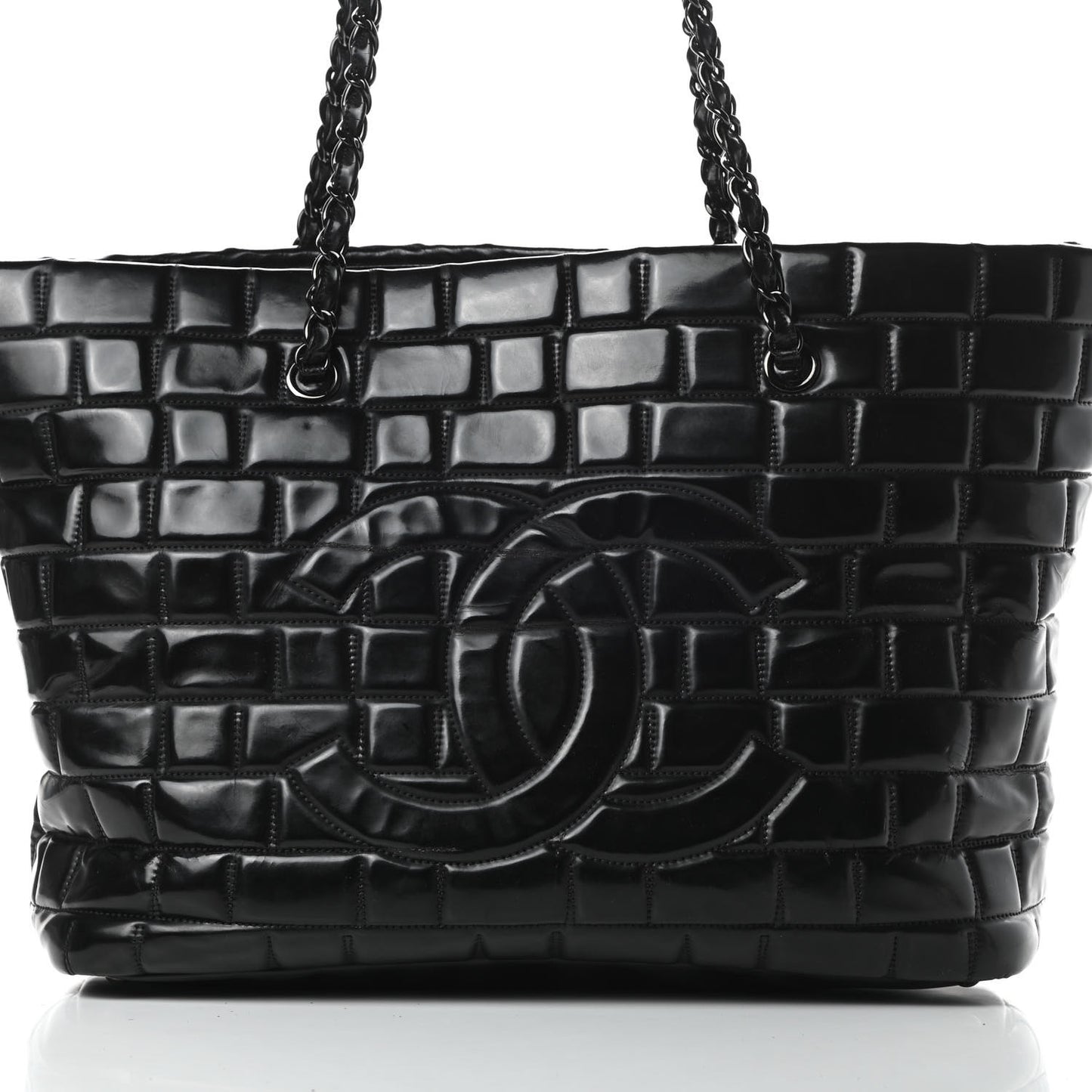 Vinyl Quilted Frozen Shopping Tote Black
