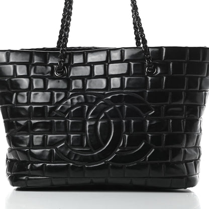 Chanel Vinyl Quilted Frozen Shopping Tote Black 8 of 15