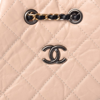 Chanel Aged Calfskin Quilted Small Gabrielle Backpack Beige Black 7 of 11