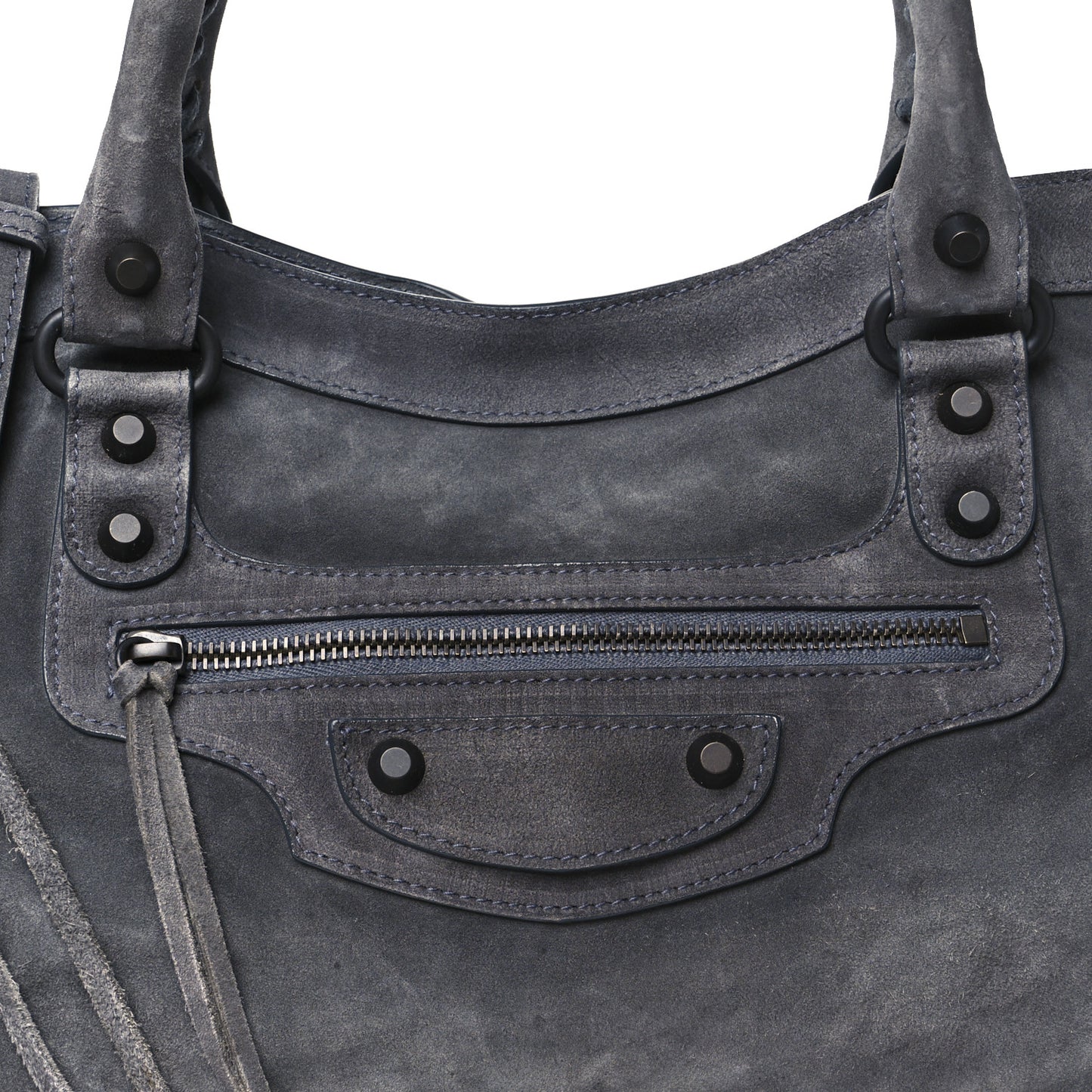 Waxed Suede Calfskin Classic Hardware Medium Le City Storm Grey