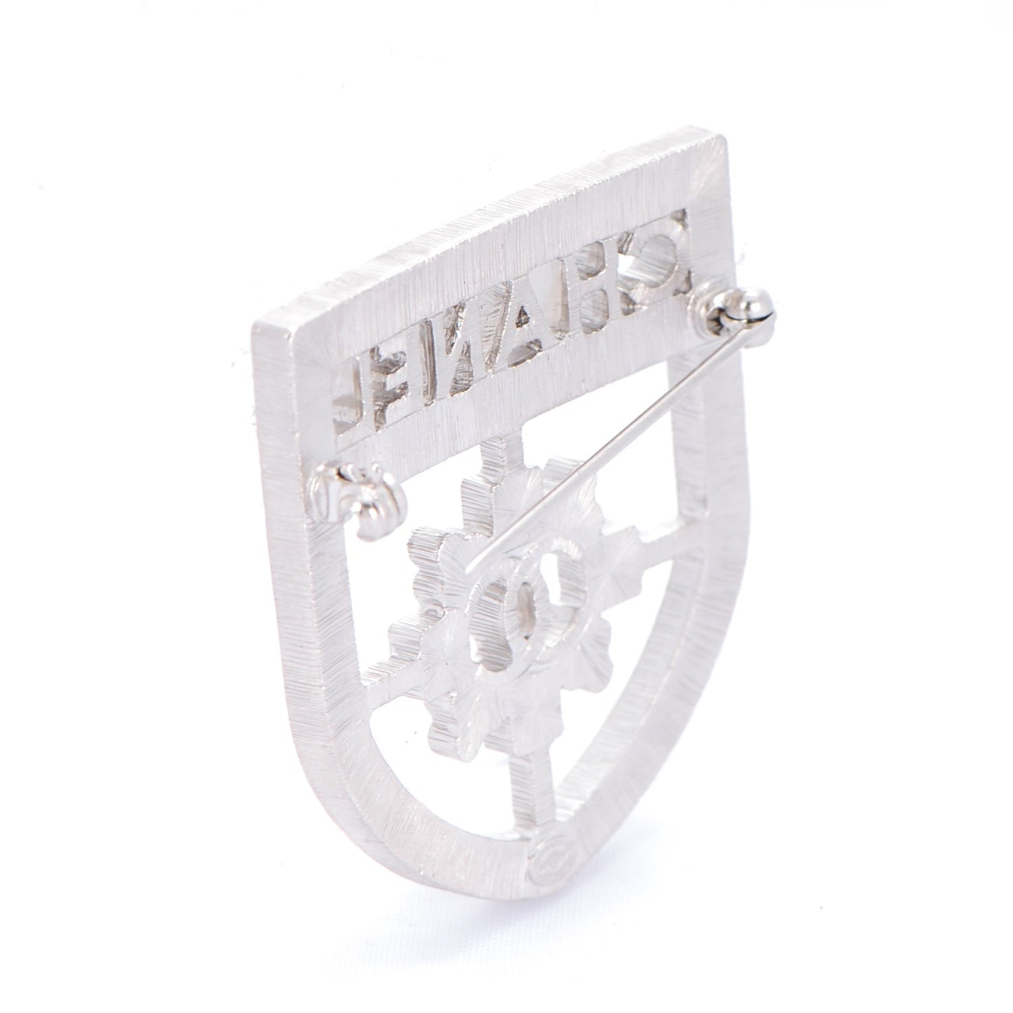 Swarovski Baguette Crystal CC Shield Brooch Silver