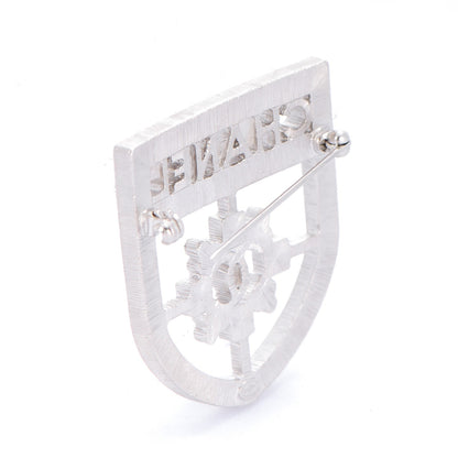 Chanel Swarovski Baguette Crystal CC Shield Brooch Silver 3 of 5