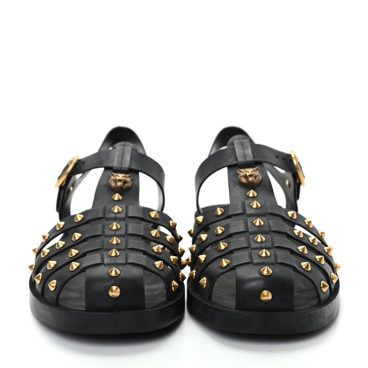 Rubber Mens Buckle Strap Stud Sandal 9 Black