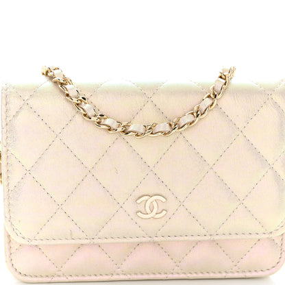 Chanel Iridescent Lambskin Quilted Mini Wallet On Chain WOC Ivory 8 of 12