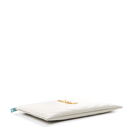 Saint Laurent Grain De Poudre Chevron Monogram Bill Pouch Crema Soft 3 of 8